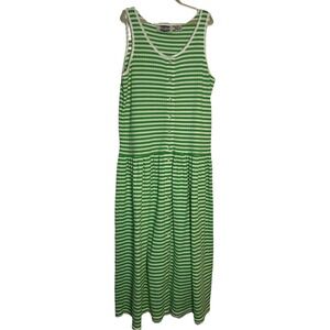 Vintage Separate Scene Maxi Dress Womens L Green Stripe 90s Coastal Boho Long